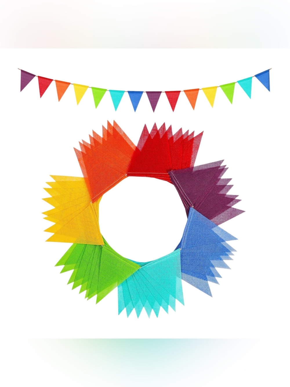 Colorful Rainbow Pennant Banner Garland